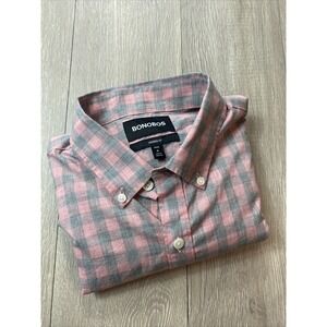Bonobos Shirt Men's Medium Short Long Pink Blue Plaid Button Down Long Sleeve